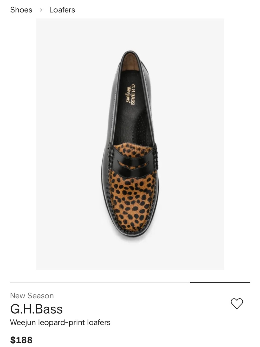 G.H. Bass & Co. Women's Black Leather Loafers with Leopard-Print Vamp